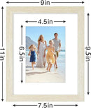 Vittanly 8x10 Picture Frames Set of 9, Shatter Resistant Plexiglass, Display 5x7 Pictures with Mat or 8x10 without Mat, Photo Frames for Wall or Tabletop, Engineered Wood, Cornsilk by CozyNest Decor