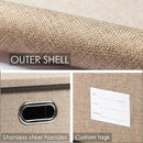 PRANDOM Storage Bins with Lids [3-Pack] Jute Fabric Foldable Storage Boxes Organizer Containers Baskets Cube with Cover for Home Bedroom Closet Office Nursery khaki（23.4X15.9X11.5 by CozyNest Decor