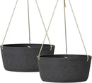 La Jolie Maison Large Hanging Planters - 12 Inch Outdoor Flower Pots, Hanging Garden Planters Set of 2, Black Charcoal by GreenHaven Gardens