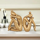 Unique Cast Iron Girl Thinker Bookends, Heavy-Duty Decorative Book Stoppers for Shelves, Creative Home and Office Desk Ornaments, 1 Pair/2 Pieces, 5.9" by CozyNest Decor