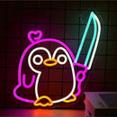 Penguin Neon Sign Dimmable Penguin Knife Neon Signs for Wall Decor LED USB Powered Cute Anime Neon Light Sign For Boys Bedroom Room Garden Party Restaurant Home Decoration Birthday Gifts by GreenHaven Gardens
