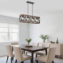 XINGQI Rectangular Linear Kitchen Island Chandeliers Over Table 32.7" Black Pendant Lighting Fixtures Farmhouse 4-Light for Dining Room Bar Office Coffee Shop, Black Wood Grain by CozyNest Decor