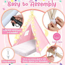 6 Pack Sleepovers Teepee Tent for Kids Bulk with Mattress Sheet Light,Natural Cotton Washable Indoor Play Tent for Birthday Slumber Party Girls Boys Pajama Movie Night Supplies(Light Pink) by TinyTreasures Baby Boutique