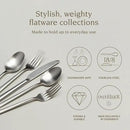 over&back 20pc Modern Flatware Cutlery Set - Comes with 4 Dinner Forks, 4 Salad Forks, 4 Dinner Knives, 4 Dinner Spoons, and 4 Teaspoons - 18/8 Stainless Steel - Dishwasher-Safe - Brushed Stainless by CozyNest Decor
