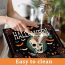 Halloween Placemats Set of 6 Gothic Bat Plastic Table Mats Pumpkin Witch Skull Ghost Halloween Place Mats Washable Vinyl Rustic Table Decoration for Indoor Outdoor Party Kitchen Dining by CozyNest Decor