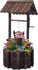 Garden Wooden Decor Rustic Wishing Well Planter Outdoor Home Décor for Patio, Upgrade Wishing Well Garden, Yard Hanging Bucket Patio Lawn Backyard Home Decor by CozyNest Decor