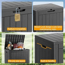 KAMABOKO Deck Box, 32 Gallon Resin Indoor and Outdoor Storage Boxes Waterproof for Garden Tools, Pool Accessories Storage Bench, Patio Furniture and Cushions with Lockable Lid, Black by CozyNest Decor