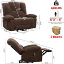 Oversized Power Recliner Chair 350lb with Hidable Cup Holders, Extra Wide Large Big Electric Recliner Chair with Lumbar Support Pillow Nursery Chair Living Room (Power, BROWN-6001) by CozyNest Decor