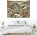 Asian Tapestry, Japanese Red Landscape, Bedroom & Living Room Decor, 40"x30" by CozyNest Decor