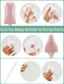 Momcozy Bottle Brush Kit, Innovative Push-Press Design for Better Cleaning - Baby Bottle Cleaner Brush for Baby Bottle, Breast Pumps, Nipples, and More - Can Generate Foam for Better Cleaning, Pink by TinyTreasures Baby Boutique