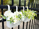 10" Hanging Flower Pots, Pack of 2 White Metal Outdoor Patio Balcony Planter, Railing Planters Fence Pot with Detachable Hook & Drainage Hole for Small Plants (White, 2Pcs) by CozyNest Decor