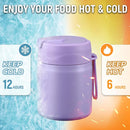 17oz Soup Thermo for Hot Food Kids Insulated Vacuum Food Jar with Stainless Steel Spoon Wide Mouth Thermo Leakproof Lunch Food Container Kids Hot Lunch Box (Purple) by TinyTreasures Baby Boutique