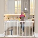 Extra Wide Baby Gate Extra Tall Dog Gate for Stairs Doorways White Metal Tension Child Pet Safety Gates with Pressure Mount 57.5-62 Inch by TinyTreasures Baby Boutique