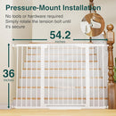 Cumbor 36" Extra Tall Baby Gate for Stairs, 29.7-54.2" Extra Wide Dog Gate for Doorways Hallways, Pressure Mounted Child Gate for Wide Opening, Auto Close Personal Safety for Babies and Pets, White by TinyTreasures Baby Boutique