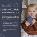 Silicone Sippy Cups with Easy Grip Transition Handles and a Soft Spout. A Non Toxic No Spill Unbreakable Training Cup 150ml/5oz |2-PACK Midnight Blue and Canary| by TinyTreasures Baby Boutique