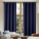 Simplebrand Ava Navy Blue Blackout Curtains for Patio 108 Inches Long 2 Panels Set, Solid Thermal Insulated Room Darkening Rod Pocket Window Treatment Curtains Blackout Drapes, W50 x L108 by TinyTreasures Baby Boutique