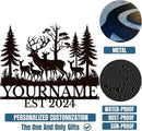 Personalized Deer Forest Name metal Signs,Custom Shed Metal Wall Decor,Black Deer Metal Wall Art Decor,Deer Home Metal Signs Plaques,Outdoor wall Decorative Signage (Style E) by CozyNest Decor