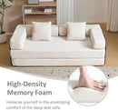 Convertible Sleeper Sofa Bed, Compression Folding Sofa with Pillow, No Assembly Required, Shape Frame, Floor Sofas Lounge Couch for Living Room, Bedroom, Small Spaces(Corduroy, 77''W, Off-white) by CozyNest Decor