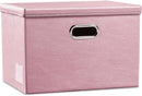 PRANDOM Large Collapsible Storage Box with Lid [1-Pack] Leather Fabric Foldable Storage Bin Organizer Container Basket Cube with Cover for Home Bedroom Closet Office Nursery Pink (17.7x11.8x11.8) by TinyTreasures Baby Boutique
