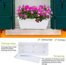 Window Box Planter, 7 Pack Plastic Vegetable Flower Planters Boxes 17 Inches Rectangular Flower Pots with Saucers for Indoor Outdoor Garden, Patio, Home Decor (White) by GreenHaven Gardens