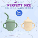 Silicone Transition Sippy Cup for 6+ month old | Includes 1 Toddler straw cup & 1 Baby Sippy Cup with Handles 5 oz | Perfect for Baby Led Weaning (Mint/Cream, 5 oz) by TinyTreasures Baby Boutique