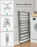 SONGMICS Clothes Drying Rack, Foldable 2-Level Laundry Drying Rack, Free-Standing Laundry Airer, with Height-Adjustable Wings, 33 Drying Rails, Sock Clips, Gray ULLR053G02V1 by CozyNest Decor