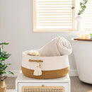 KAKAMAY Woven Baskets for Storage(16"x8"),Blanket Basket for Organizing Living Room,Cotton Rope Basket Woven Baby Laundry Hamper,Collapsible Laundry Room Organization,Clothes,Toy Chest(Brown) by GreenHaven Gardens