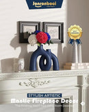 Matte Blue Vase Set - Hug Hollow Donut Aesthetic Ceramic Vases Home Decor, Navy Blue Decor Modern Coastal Decorative Vase for Table Centerpiece Bookshelf Office Entryway Console Fireplace (Navy Blue) by CozyNest Decor
