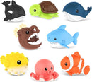 8 PCS Ocean Animal Bath Toys Mold Free Infant Bath Tub Toys for 12 Months - No Hole Bathtub Toys for Toddlers 1-3 Water Pool Toys for Baby Toddler Ages 1+ by TinyTreasures Baby Boutique