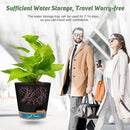 Indoor Self Watering Planters with Drainage Holes and Saucers, 8, 7, 6.5, 6, 5.5, 5 Inches, Black, 6 Pots by GreenHaven Gardens