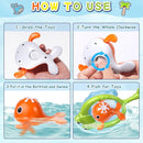 Baby Bath Toys Set, Wind Up Pool Toys for Toddlers 1-3, Kids Magnetic Fishing Toys with 1 Fishing Rod & 1 Net & 4 Brightly Colored Whales, Boys and Girls Birthday Gifts by TinyTreasures Baby Boutique