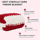 L'AGRATY Chunky Knit Blanket Throw - Soft Chunky Throw Blanket 30x40: 100% Hand Kintted Chenile Crochet Throw Blanket for Couch - Large Cable Knit Chunky Blanket for Home Decor(Red and White) by CozyNest Decor