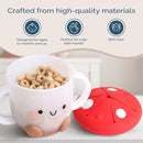 Itzy Ritzy Toddler Snack Cup - Spill-Proof Snack Cup for Toddlers with Soft Silicone Lid for Easy Food Access - Easy-To-Hold Kids Snacks Container With Handles - Ideal for 12 months & Up (Mushroom) by TinyTreasures Baby Boutique
