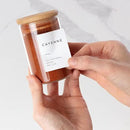 Empty Spice Jars with Label Pack (12x Bamboo Lid Glass Jar). Small 6oz Spice Storage Bottles with 112 Printed Stickers and 48 Writable Pantry Labels for Seasoning Containers by CozyNest Decor