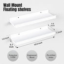 Floating Shelves Wall Mounted Set of 2, Modern White Shelves for Bedroom, Nursery Shelves with Lip, Display Picture Ledge Shelf for Wall Decor Living Room Bathroom Kitchen - White by TinyTreasures Baby Boutique