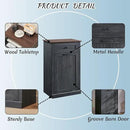 Tilt Out Laundry Hamper Cabinet, 10 Gallon Farmhouse Trash Can Cabinet with Drawer, Hidden Wood Garbage Can Bin Cabinet with Laundry Storage Basket for Bathroom, Kitchen, Dark Grey by CozyNest Decor
