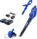 WILD BADGER POWER 20V Weed Wacker & Leaf Blower, Electric with 2 * 2Ah Battery & Charger, String Trimmer, Lightweight, Adjustable Telescopic Shaft, Easy to Use by GreenHaven Gardens