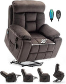Large Power Lift Chairs Recliners for Elderly with Heated and Massage, Lazy Boy Recliner Chair with 26in Extra Wide Seat, Hidden Cup Holder, Side Pocket by CozyNest Decor