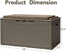 Devoko 100 Gallon Deck Box, Waterproof Resin Outdoor Storage Box with Cushion for Outside, Large Outdoor Storage Bench Cabinet Lockable for Patio Furniture and Garden Tools (Brown) by GreenHaven Gardens