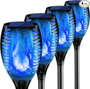 4PCs Halloween Solar Torch Lights Outdoor, 43in 96 LED, Waterproof Landscape Garden Pathway Light with Blue Vivid Dancing Flickering Flames, Auto On/Off Dusk to Dawn for Halloween Lights Decoration by GreenHaven Gardens