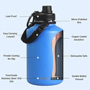 Drinco Stainless Steel Water Bottle Spout Lid Vacuum Insulated Double Wall Water Bottle Wide Mouth (64oz 40oz 32oz 22oz 18oz 14oz) Leak Proof Keep Cold Sport Camping Hiking (64 oz, 64oz Royal Blue) by CozyNest Decor