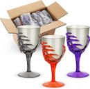 Dandat 24 Pcs Halloween Skeleton Hand Goblets 12oz Clear Plastic Halloween Cups Skull Wine Glass Set for Creepy Spooky Party Decorations(Black, Purple, Orange, Gray) by CozyNest Decor