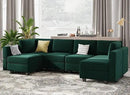 Belffin Modular Sectional Couch U Shaped Sofa with Storage Seat Reversible Sectional Sofa Couch with Chaise Velvet Green by CozyNest Decor