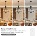 Modern Black Crystal Chandelier, 20 Inch Large Ceiling Pendant Light Fixture with 50'' Adjustable Hanging Chain, 5-Light Farmhouse Chandelier for Dining Room, Living Room, Bedroom, Entryway by CozyNest Decor