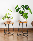 Indoor Plant Stand,Mid Century Wood Stand Plant Table,Modern Plant Stool for Outdoor,Metal Tall Holder for Flower Pots,Small Round Side End Table (Rustic Brown, 15 inch) by GreenHaven Gardens