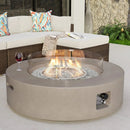 COSIEST Outdoor Propane Fire Pit Coffee Table w Gray 42 inch Round Base Patio Heater, CSA Certified, 50,000 BTU Stainless Steel Burner, Wind Guard, Transparent Gray Fire Glass, Rain Cover by GreenHaven Gardens