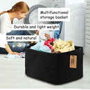 COMFY-HOMI 3PACK Cotton Rope Woven Basket With Handles for Shelves, Toy, Book, Cloth Storage Basket for Organizing|13.5" x 11" x 9.5" Decorative Nursery Cube Bin for Living Room（all Black） by TinyTreasures Baby Boutique
