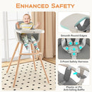 BABY JOY Convertible Baby High Chair, 3 in 1 Wooden Highchair/Booster/Chair with Removable Tray, Adjustable Legs, 5-Point Harness, PU Cushion and Footrest for Baby, Infants, Toddlers (Gray) by TinyTreasures Baby Boutique