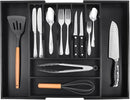 Bellsal Large Premium Bamboo Silverware Organizer - Expandable Utensil Drawer Organizer - 17"x19.6" Utensil Holder and Cutlery Tray with Grooved for Kitchen Flatware and Utensils(7-9 Slot, Black) by CozyNest Decor