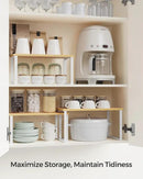 SONGMICS Cabinet Organizer Shelf, Set of 3 Kitchen Counter Shelves, Kitchen Storage, Spice Rack, Stackable, Expandable, Cloud White and Natural Beige UKCS014W01 by CozyNest Decor